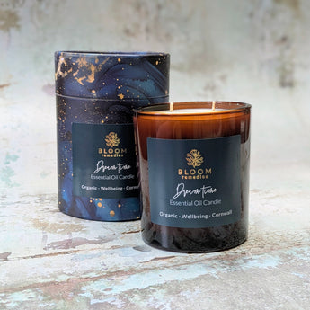 Dreamtime Essential Oil Candle - dual wick, amber glass jar