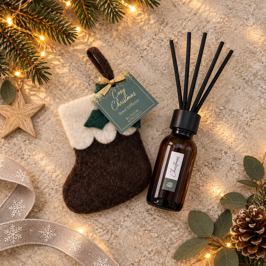 Cosy Christmas Essential Oil Reed Diffuser in festive Stocking