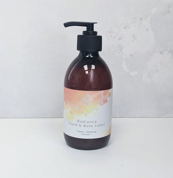 Radiance Organic Hand & Body Lotion - Amber plastic